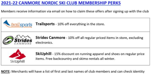 Canmore Nordic Ski Club Membership Perks